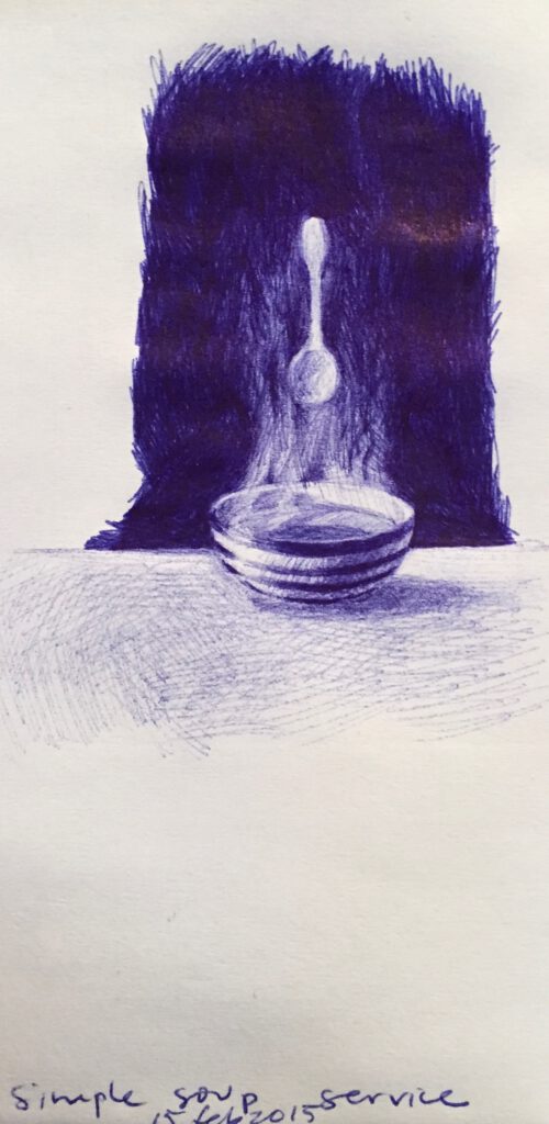 Illustration of a spoon and bowl by Nathan Florence